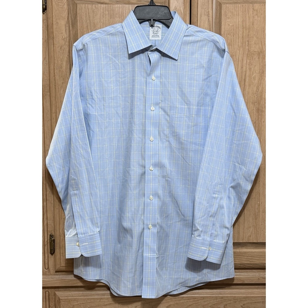 Brooks Brothers 1818 Dress Shirt Mens 15 1/2-32 Blue Supima Cotton Button Down